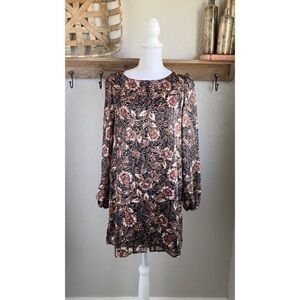 Lulus Floral Shift Mini Dress Metallic NEW Fall